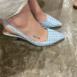Blue Plaid Women's Slingback Heels